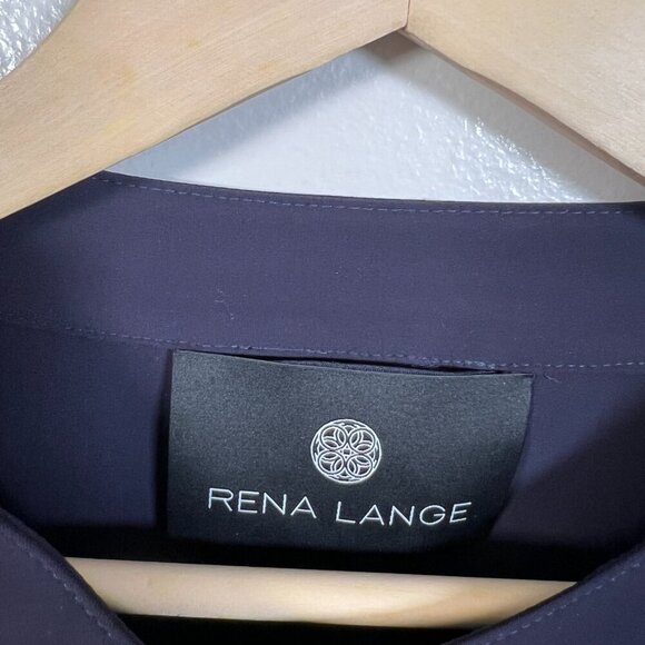 Rena Lange Blazer Jacket Size 10 Navy Blue Work Career Travel Business Office - Picture 3 of 10